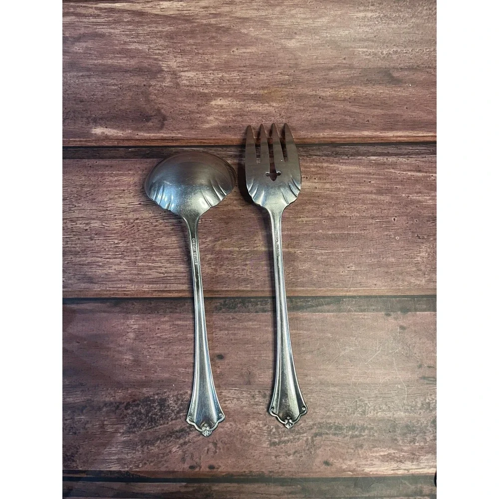 Vintage Oneida Deluxe Stainless Meat Fork and Gravy Ladle